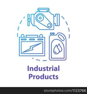 Industrial products concept icon. Production and maintenance of machinery. Maintenance workshop. Manufactured goods idea thin line illustration. Vector isolated outline drawing