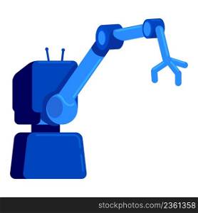 Industrial robotic arm semi flat color vector object. Manufacturing. Full sized item on white. Industrial robot simple cartoon style illustration for web graphic design and animation. Industrial robotic arm semi flat color vector object