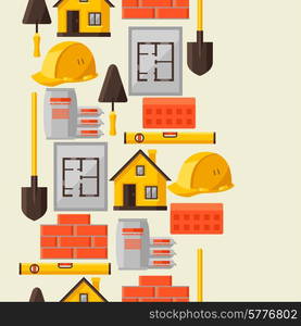 Industrial seamless pattern with housing construction objects.. Industrial seamless pattern with housing construction objects