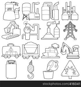 Industrial symbols icons set. Outline illustration of 16 industrial symbols vector icons for web. Industrial symbols icons set, outline style