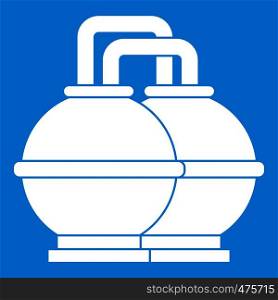 Industrial tanks for petrol and oil icon white isolated on blue background vector illustration. Industrial tanks for petrol and oil icon white