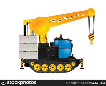 Industrial track crane, isolated and grouped objects over white background