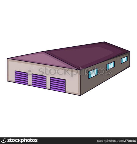 Industrial warehouse with two gates icon. Cartoon illustration of industrial warehouse with two gates vector icon for web. Industrial warehouse with two gates icon