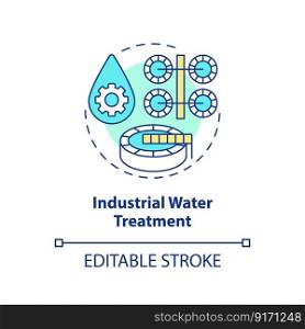 Industrial water treatment concept icon. Purification station. Aqua treatment abstract idea thin line illustration. Isolated outline drawing. Editable stroke. Arial, Myriad Pro-Bold fonts used. Industrial water treatment concept icon