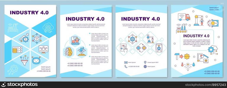 Industry 4.0 brochure template. Increasing production profit. Flyer, booklet, leaflet print, cover design with linear icons. Vector layouts for magazines, annual reports, advertising posters. Industry 4.0 brochure template