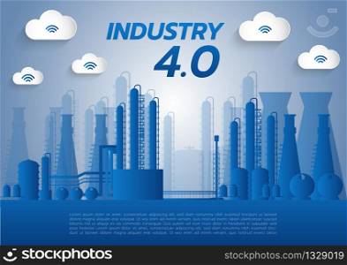 industry 4.0 concept, Internet of things network, smart factory solution, Manufacturing technology, automation robot with gray background