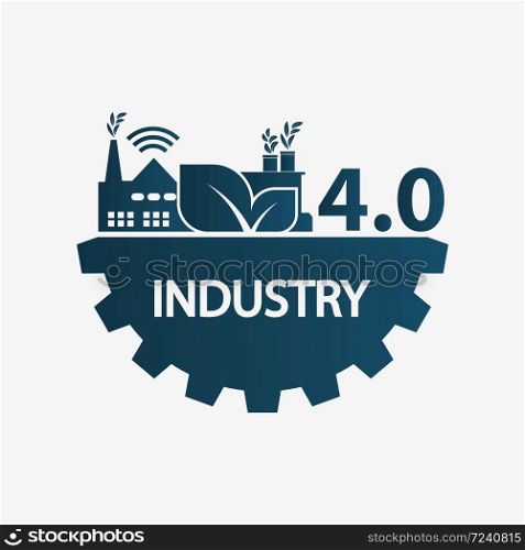 Industry 4.0 icon,logo factory,technology concept.vector illustration