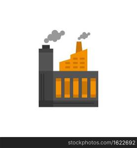 Industry, Building, Construction, Factory, Smoke  Flat Color Icon. Vector icon banner Template