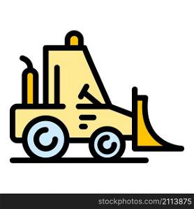 Industry bulldozer icon. Outline industry bulldozer vector icon color flat isolated. Industry bulldozer icon color outline vector