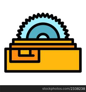 Industry circular saw icon. Outline industry circular saw vector icon color flat isolated. Industry circular saw icon color outline vector