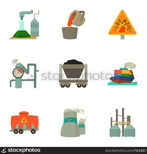 Industry delivery icons set. Cartoon set of 9 industry delivery vector icons for web isolated on white background. Industry delivery icons set, cartoon style