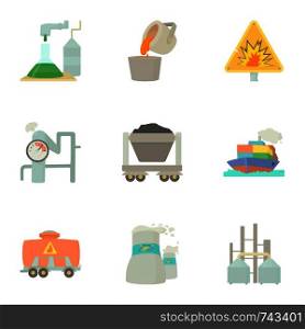 Industry delivery icons set. Cartoon set of 9 industry delivery vector icons for web isolated on white background. Industry delivery icons set, cartoon style