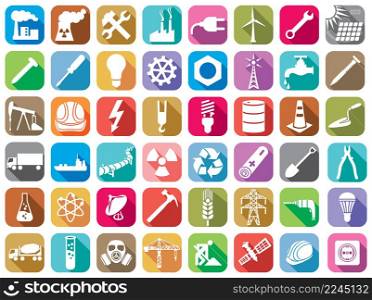 Industry flat icons set