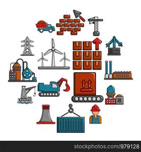 Industry icons set. Cartoon illustration of 16 Industry vector icons for web. Industry icons set, cartoon style
