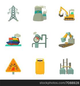 Industry icons set. Cartoon set of 9 industry vector icons for web isolated on white background. Industry icons set, cartoon style
