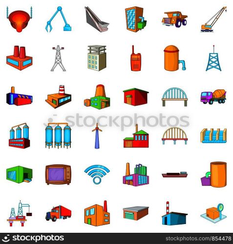 Industry icons set. Cartoon style of 36 industry vector icons for web isolated on white background. Industry icons set, cartoon style