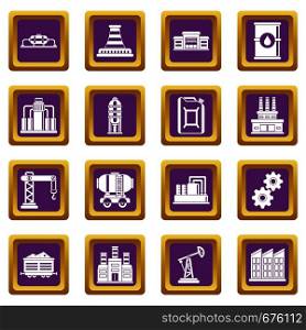 Industry icons set in purple color isolated vector illustration for web and any design. Industry icons set purple
