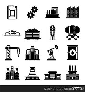 Industry icons set. Simple illustration of 16 industry vector icons for web. Industry icons set, simple style