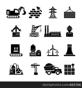 Industry icons set. Simple illustration of 16 Industry vector icons for web. Industry icons set, simple style