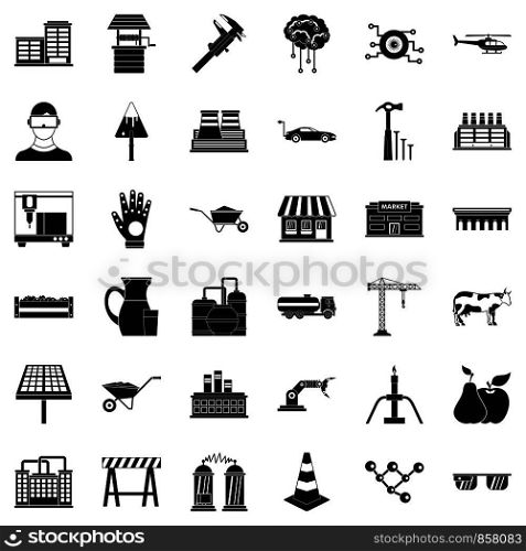 Industry icons set. Simple style of 36 industry vector icons for web isolated on white background. Industry icons set, simple style