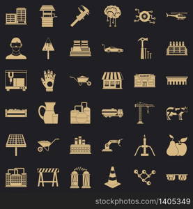 Industry icons set. Simple style of 36 industry vector icons for web for any design. Industry icons set, simple style
