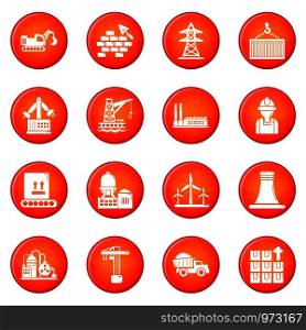 Industry icons set vector red circle isolated on white background . Industry icons set red vector