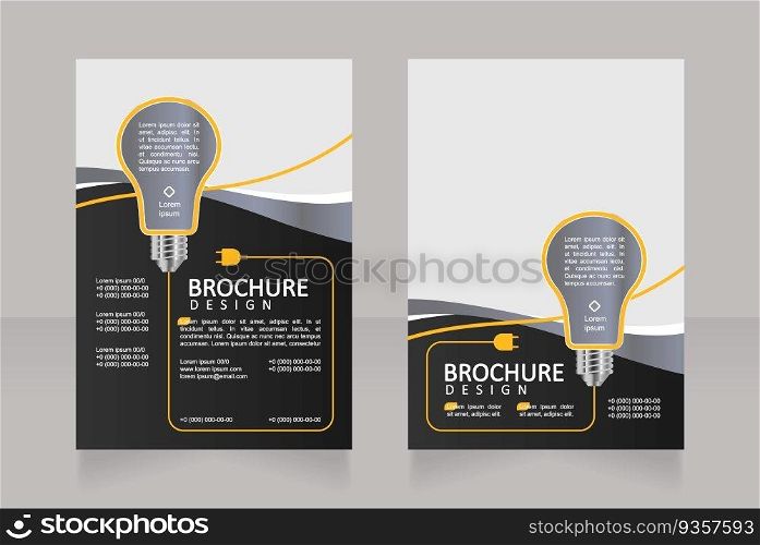Industry of electric energy production blank brochure design. Template set with copy space for text. Premade corporate reports collection. Editable 2 papers pages. Calibri, Arial fonts used. Industry of electric energy production blank brochure design