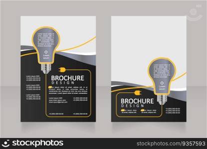 Industry of electric energy production blank brochure design. Template set with copy space for text. Premade corporate reports collection. Editable 2 papers pages. Calibri, Arial fonts used. Industry of electric energy production blank brochure design