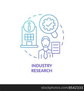 Industry research blue gradient concept icon. Stock market analytics. Way to identify trends abstract idea thin line illustration. Isolated outline drawing. Myriad Pro-Bold font used. Industry research blue gradient concept icon