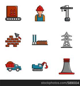 Industry technology icons set. Cartoon set of 9 industry technology vector icons for web isolated on white background. Industry technology icons set, cartoon style
