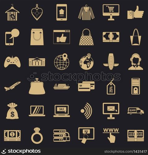 Inet purchase icons set. Simple set of 36 inet purchase vector icons for web for any design. Inet purchase icons set, simple style