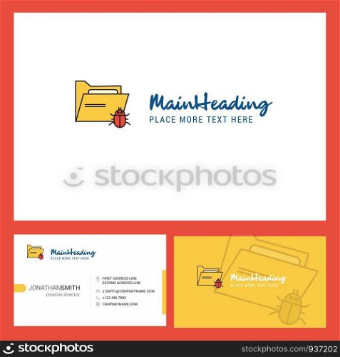 Infected folder Logo design with Tagline & Front and Back Busienss Card Template. Vector Creative Design