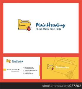 Infected folder Logo design with Tagline & Front and Back Busienss Card Template. Vector Creative Design