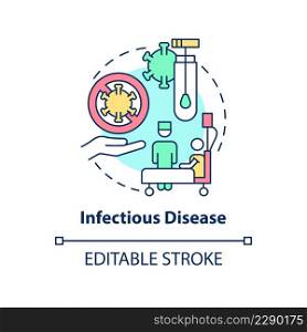 Infectious disease concept icon. Healthcare providing. Medical center service abstract idea thin line illustration. Isolated outline drawing. Editable stroke. Arial, Myriad Pro-Bold fonts used. Infectious disease concept icon
