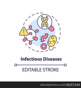 Infectious diseases concept icon. Developing targeted treatments for patient. Application of precision medicine abstract idea thin line illustration. Isolated outline drawing. Editable stroke. Infectious diseases concept icon