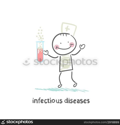 infectious diseases specialist working with test tubes in which the infection