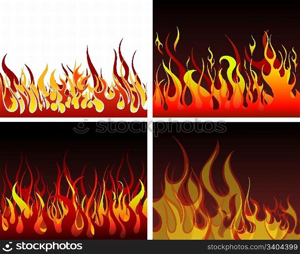 Inferno fire vector backgrounds set for design use