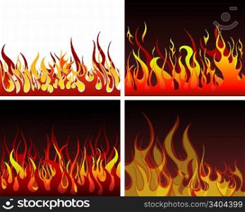 Inferno fire vector backgrounds set for design use