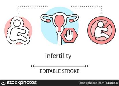 Infertility concept icon. Health problem idea thin line illustration. Reproductive system, pregnancy, gynecology. Disease, inability, failure. Vector isolated outline drawing. Editable stroke
