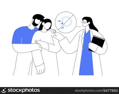 Infertility diagnosis abstract concept vector illustration. Gynecologist reassures patient diagnosed with infertility, reproductive medicine sector, ovary disorders abstract metaphor.. Infertility diagnosis abstract concept vector illustration.