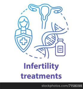 Infertility treatments blue gradient concept icon. Women health idea thin line illustration. Reproductive system, pregnancy, gynecology. IVF, ovulation induction. Vector isolated outline drawing