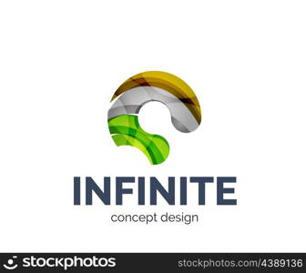 Infinite logo business branding icon, created with color overlapping elements. Glossy abstract geometric style, single logotype