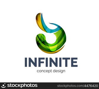 Infinite logo business branding icon, created with color overlapping elements. Glossy abstract geometric style, single logotype