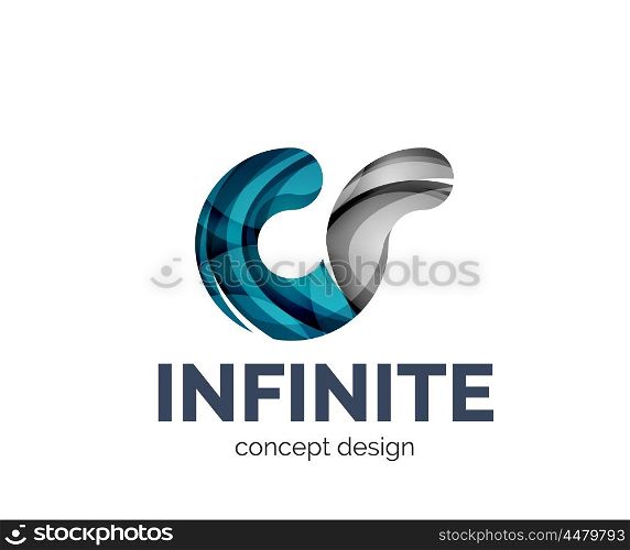 Infinite logo business branding icon, created with color overlapping elements. Glossy abstract geometric style, single logotype