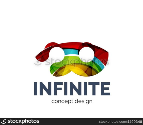 Infinite logo business branding icon, created with color overlapping elements. Glossy abstract geometric style, single logotype