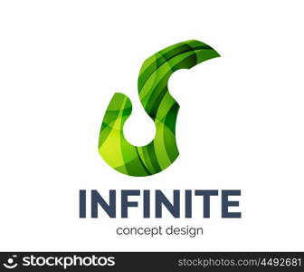 Infinite logo business branding icon, created with color overlapping elements. Glossy abstract geometric style, single logotype