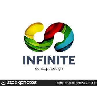 Infinite logo business branding icon, created with color overlapping elements. Glossy abstract geometric style, single logotype