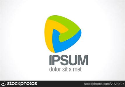 Infinite loop Triangle abstract logo template. Rounded corner shape. Corporate concept. Vector icon.