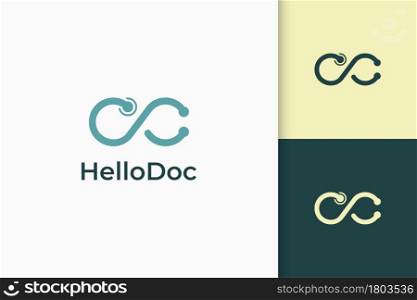 Infinite or loop logo in stethoscope shape symbol of medic or health