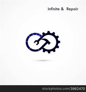 Infinite repair logo elements design.Maintenance service and engineering creative symbol.Business and industrial concept.Vector illustration